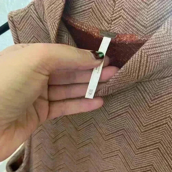 Free People Sweater Dress Women XS Brown Mock Neck Sleeveless Twiggy Chevron - Picture 5 of 7